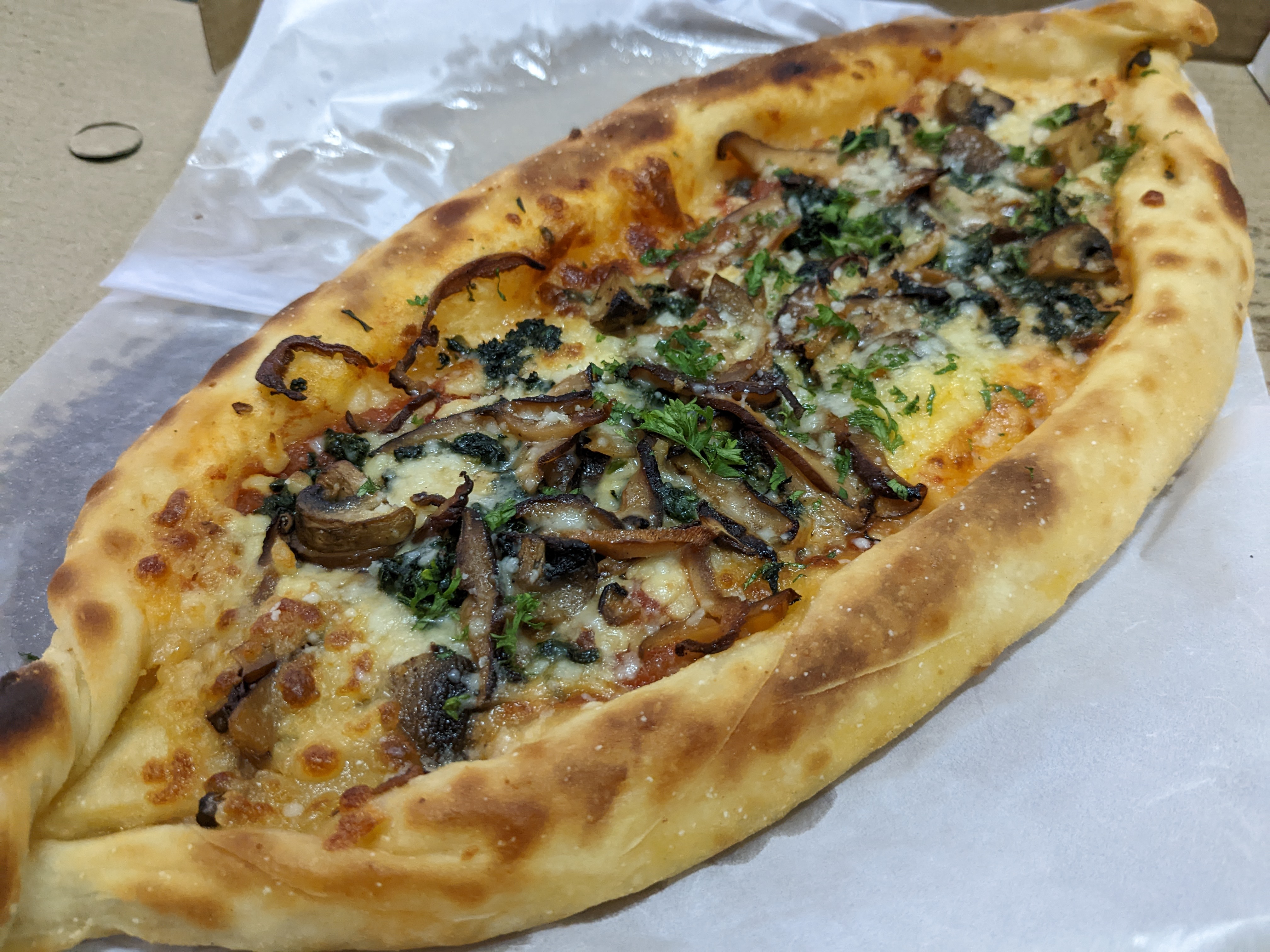 mushrooms spinach pide from dobaraa 1