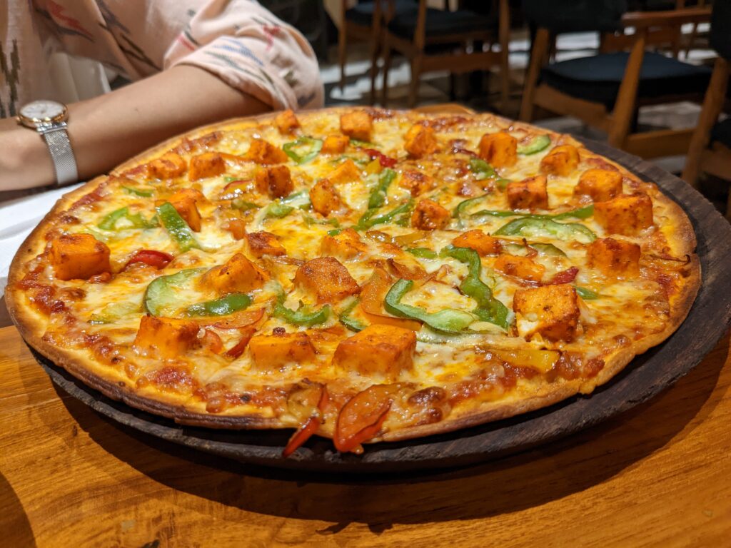 fiery paneer pizza from canto cafe bar
